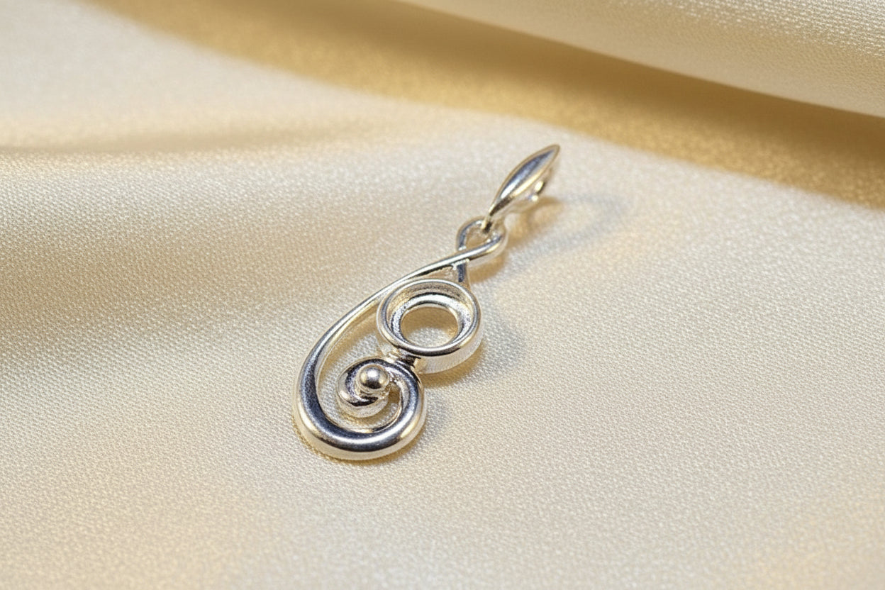 Pretty Silver Cabochon Pendant Setting For a 5mm