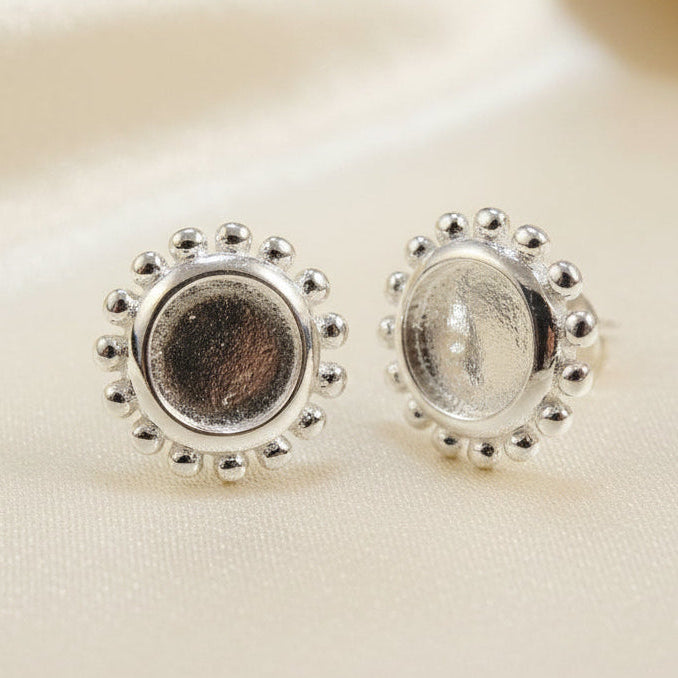 6mm Cabochon Silver Stud Settings