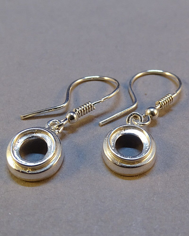 Round Silver Ear Drop Mount For 6mm Cabochon