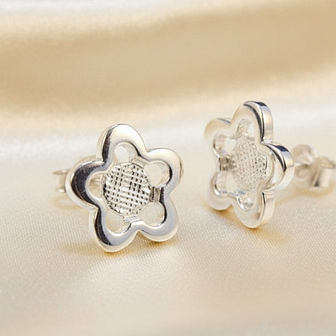 Silver Daisy Studs For 5MM Stone
