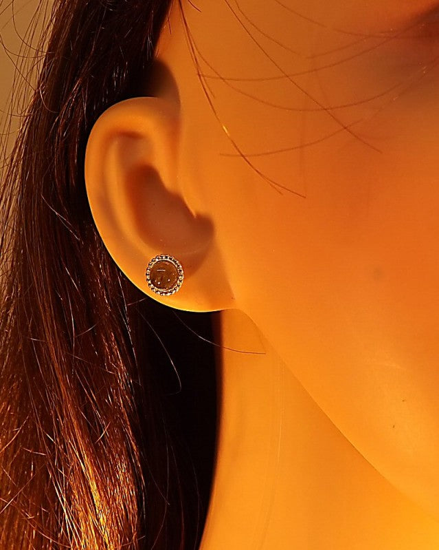 Silver Stud With Bead Edge To Set 6mm Cabochon