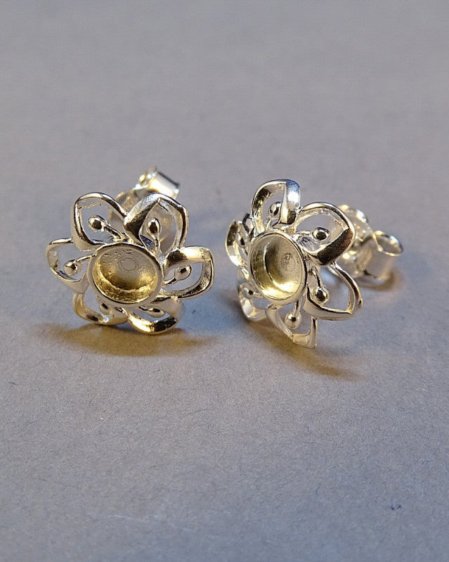 Silver Studs Earrings To Fit 4mm Cabochons