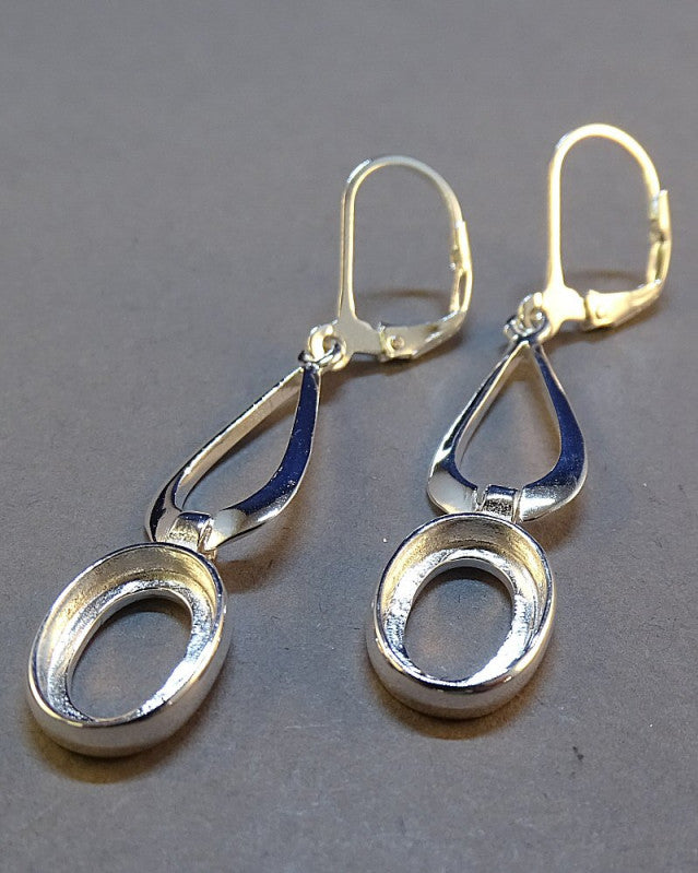 Silver Drop Earring For 10x8 Cabochon
