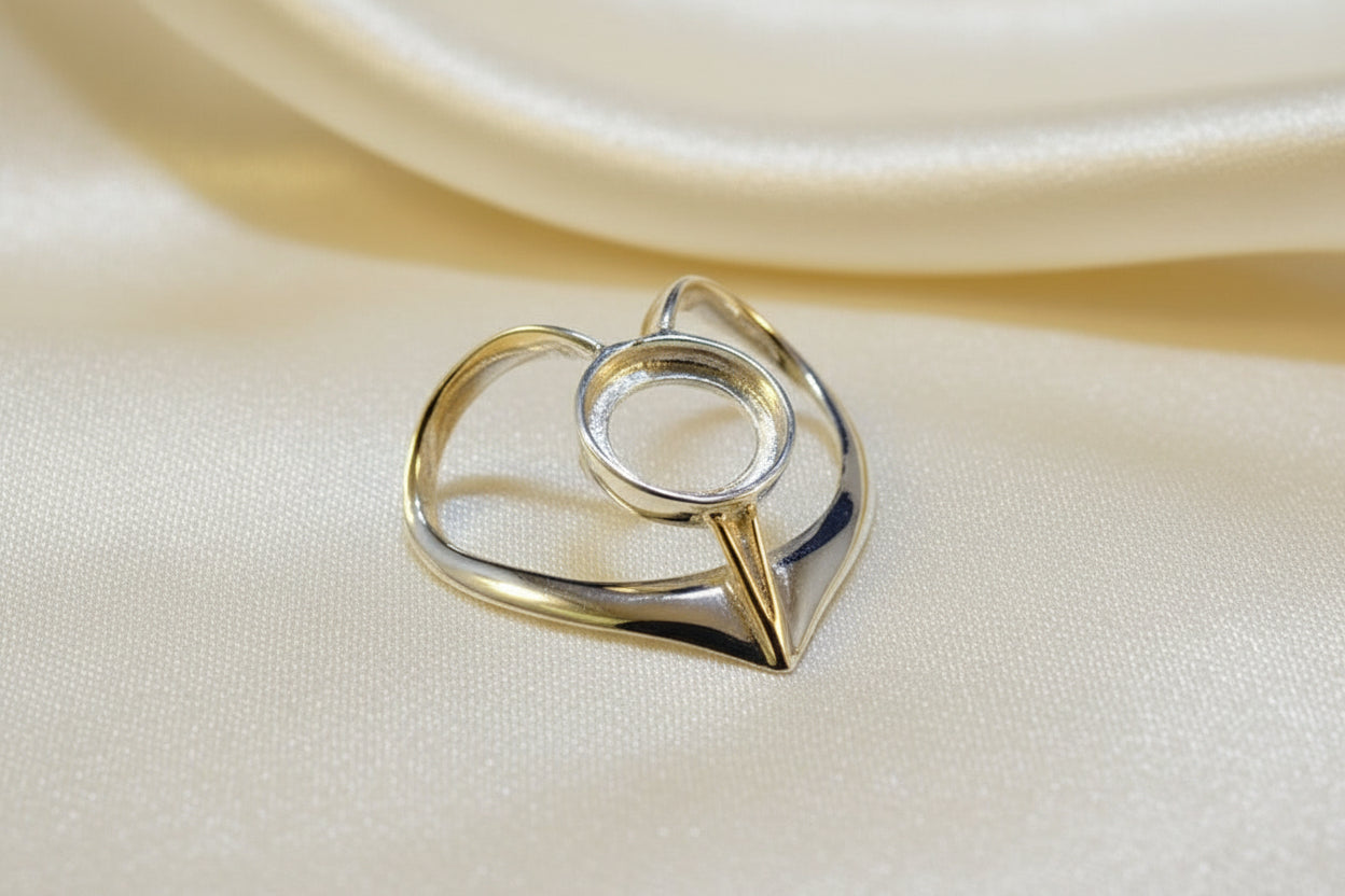 Simple Heart Pendant For 8mm Cabochon