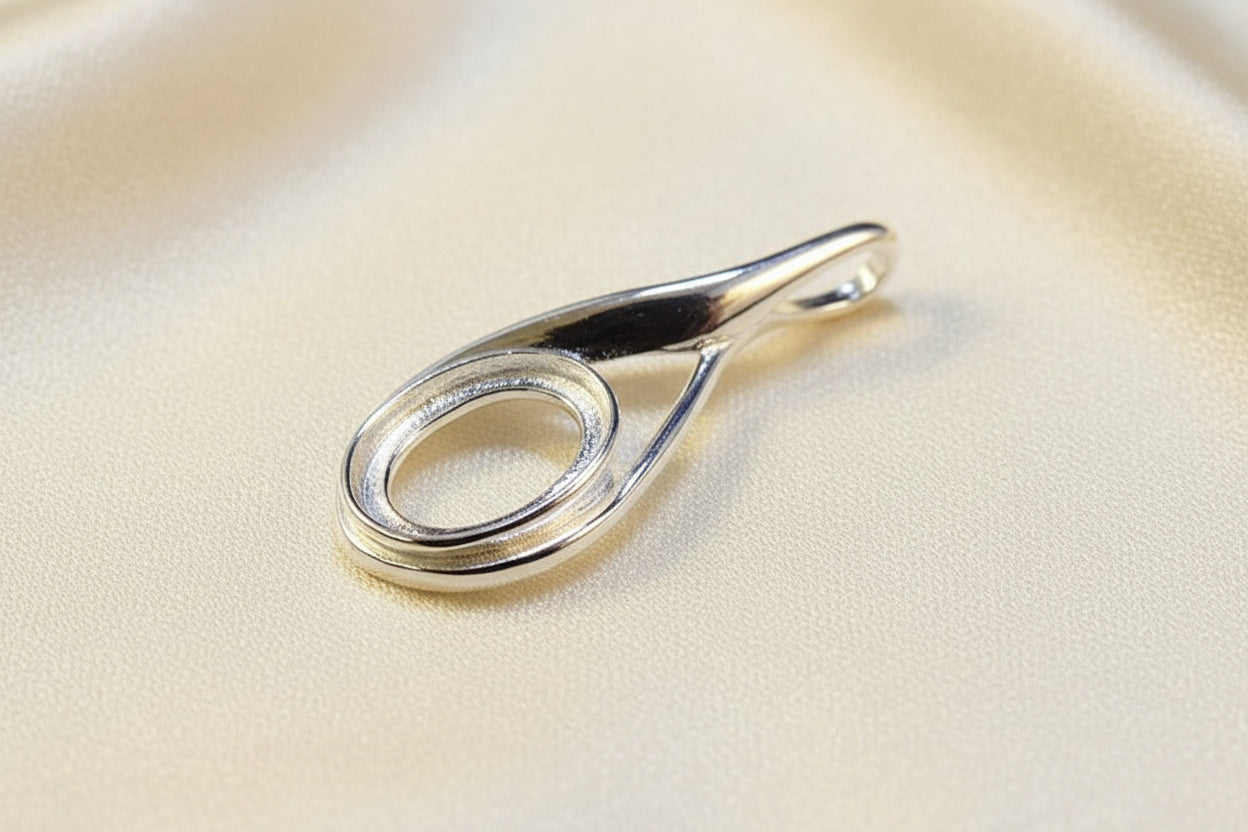 Silver Pendant Mount For 10x8 Cabochon