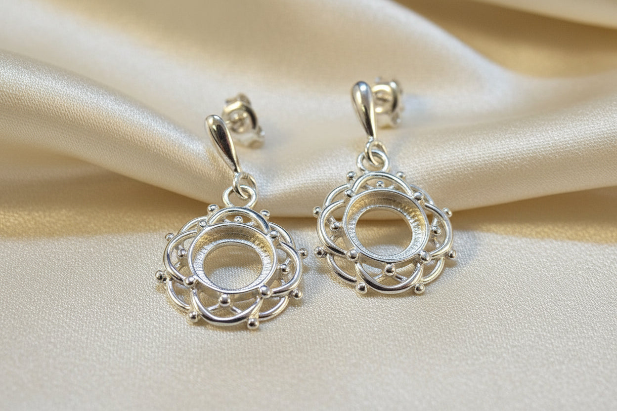 Silver Drop Earring To Fit 8mm Cabochon