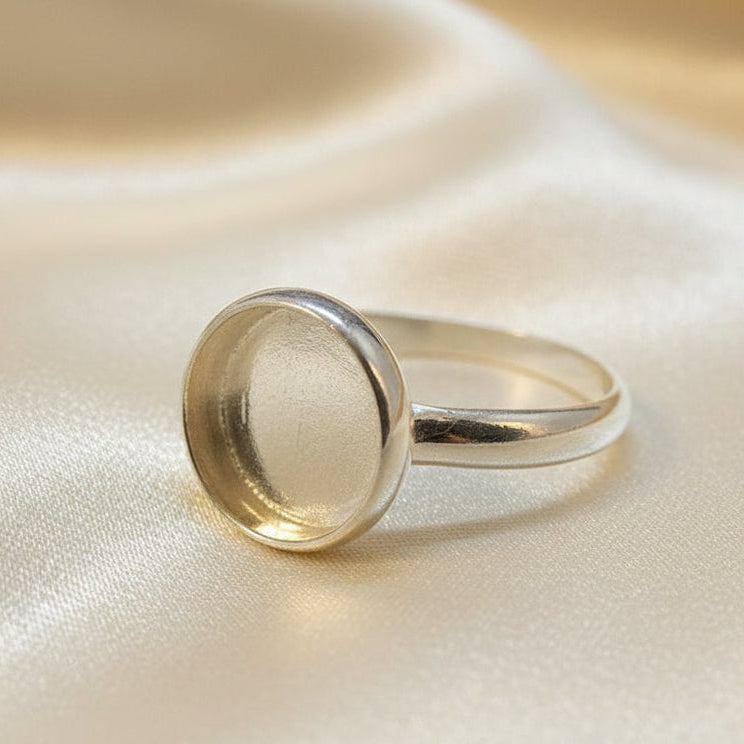 Silver Ring Setting With Bezel For 10mm Stone Or Resin