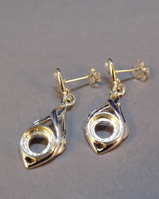 Silver Drop Earring Mounts To Fit 6mm Stones