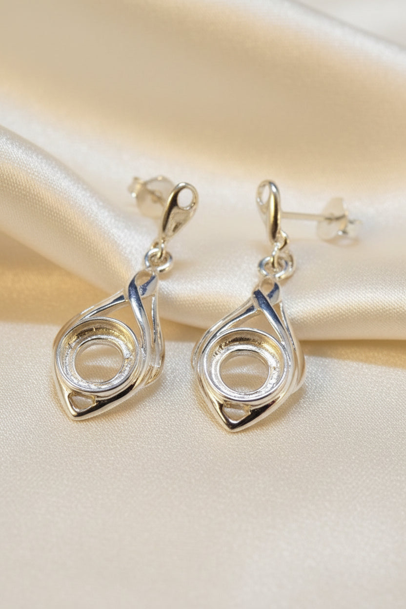 Silver Drop Earring Mounts To Fit 6mm Stones