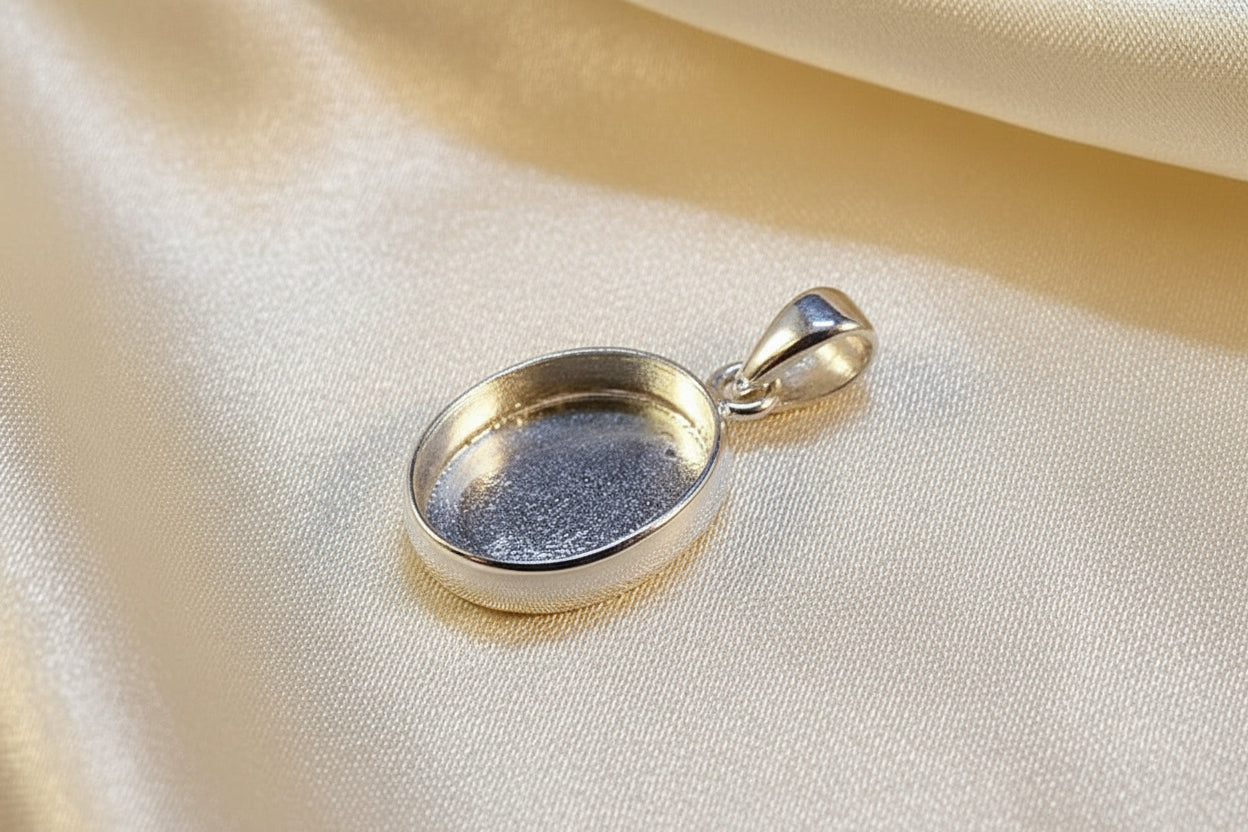 Oval 10x12 Solid Back Pendant Setting Perfect For Resin