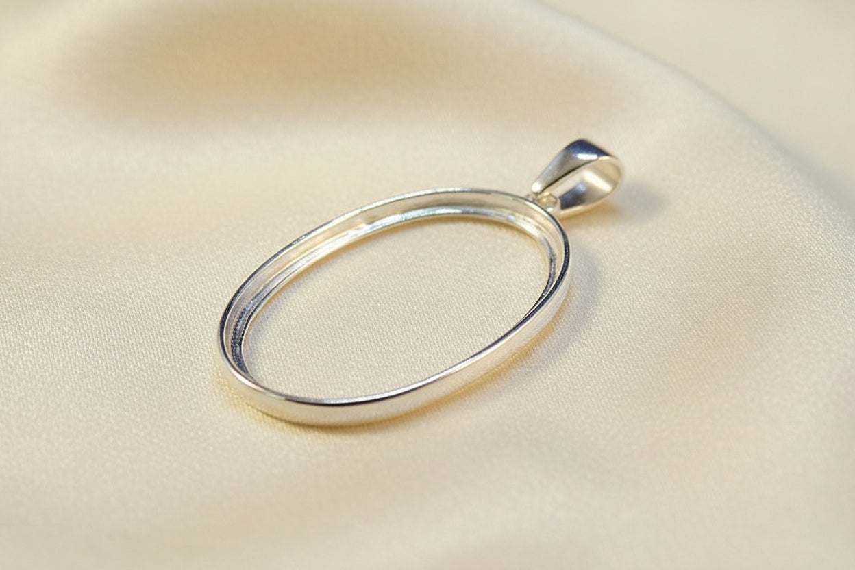 Light Weight 25x18 Plain Edge Pendant Bezel Mount