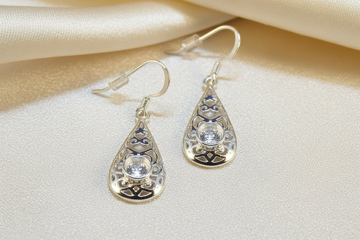 Drop Earring Setting To Fit 4mm Cabochon