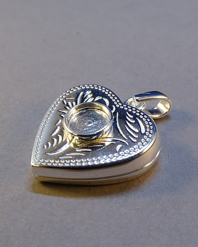 Silver Heart Locket Ready To Set 6mm Cabochon