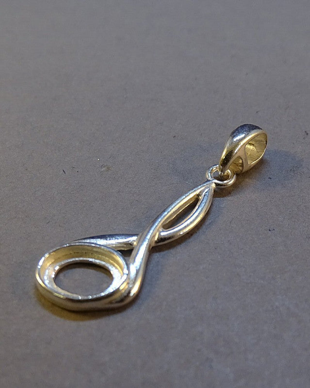 Silver Pendant Setting For 8x6 Cabochon