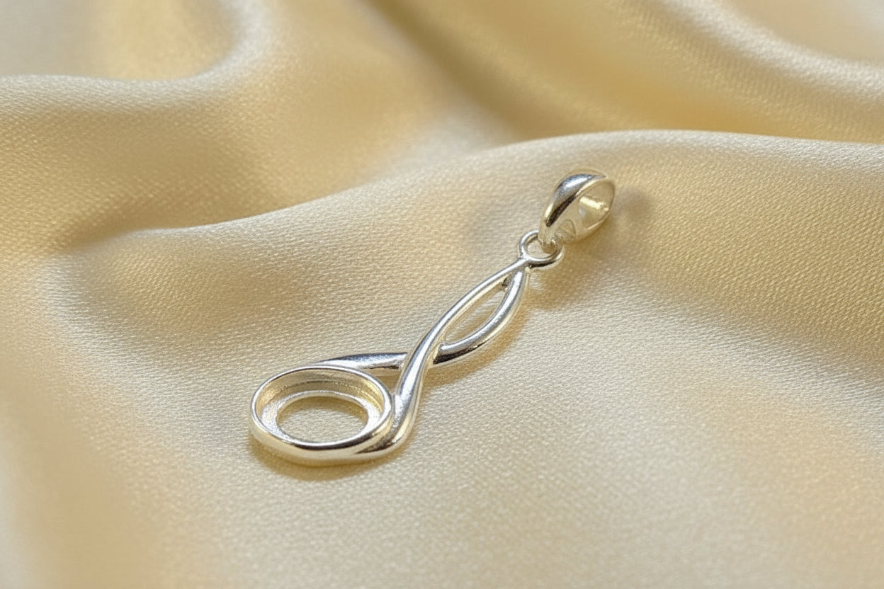 Silver Pendant Setting For 8x6 Cabochon