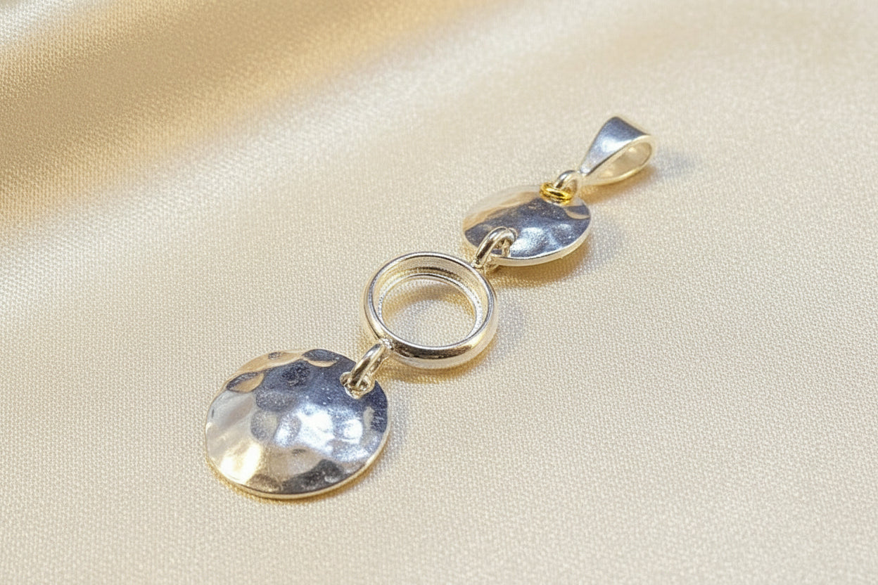Long Silver Pendant Mount For 8mm Cabochon