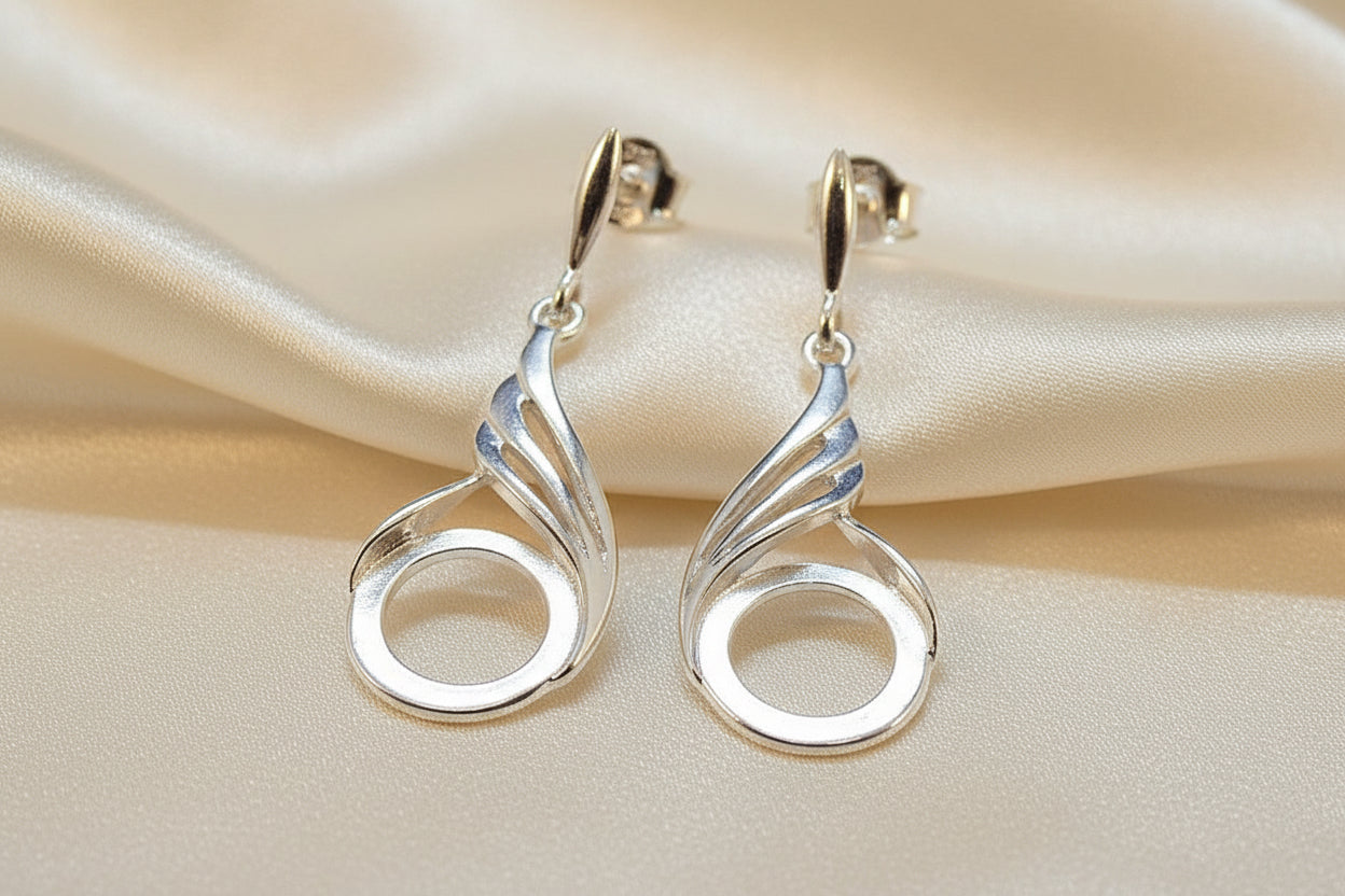 Twist Design Drop Earrings For a 10mm Stone