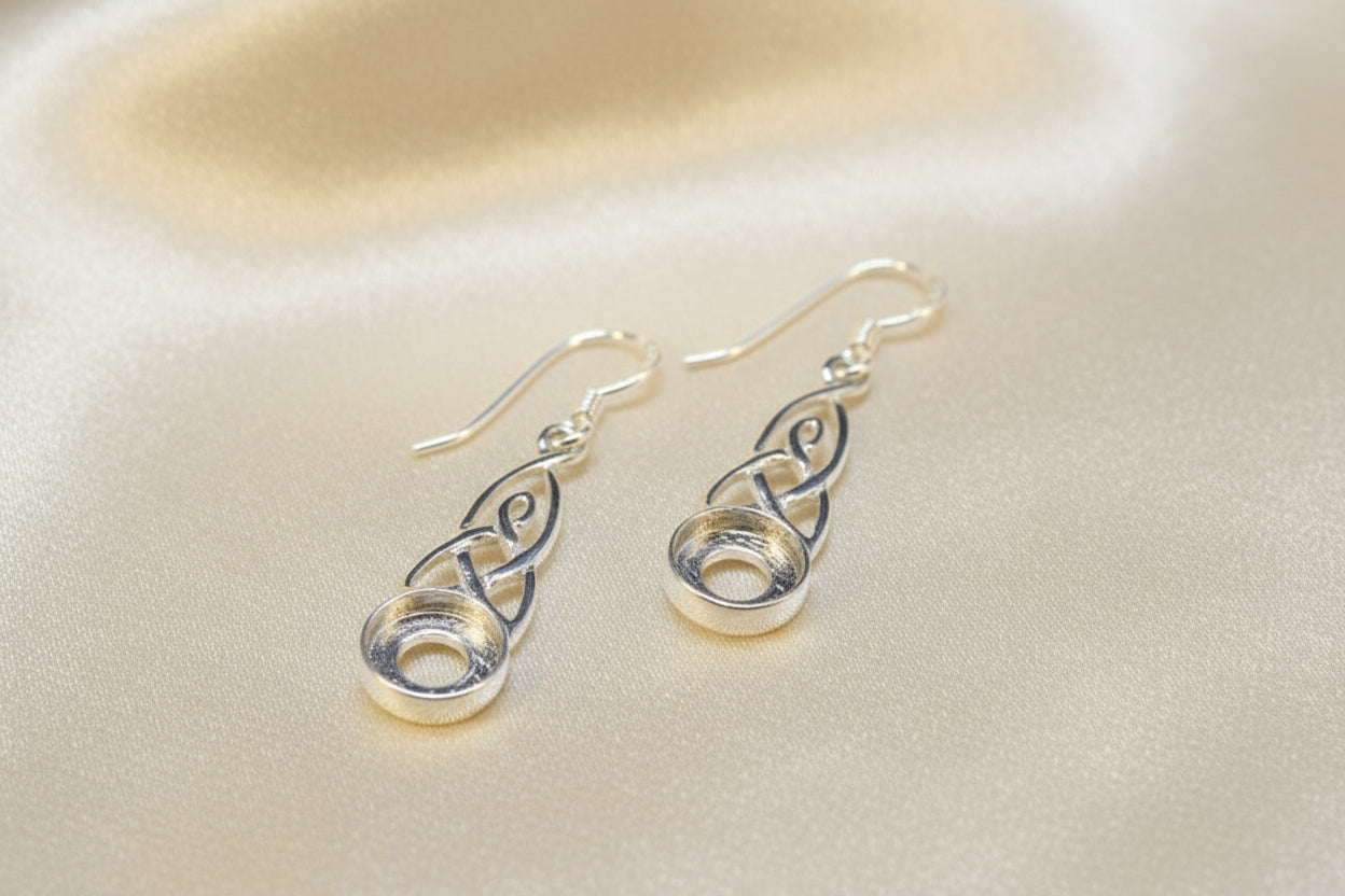 Celtic Drop Earring To Set 6mm Cabochon