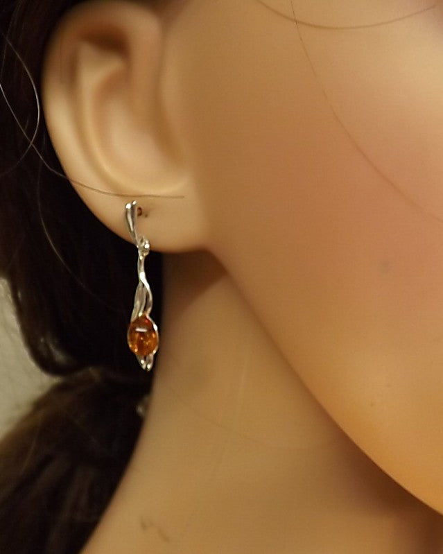 Silver Twist Drop Earrings To Fit 8x6 Cabochon