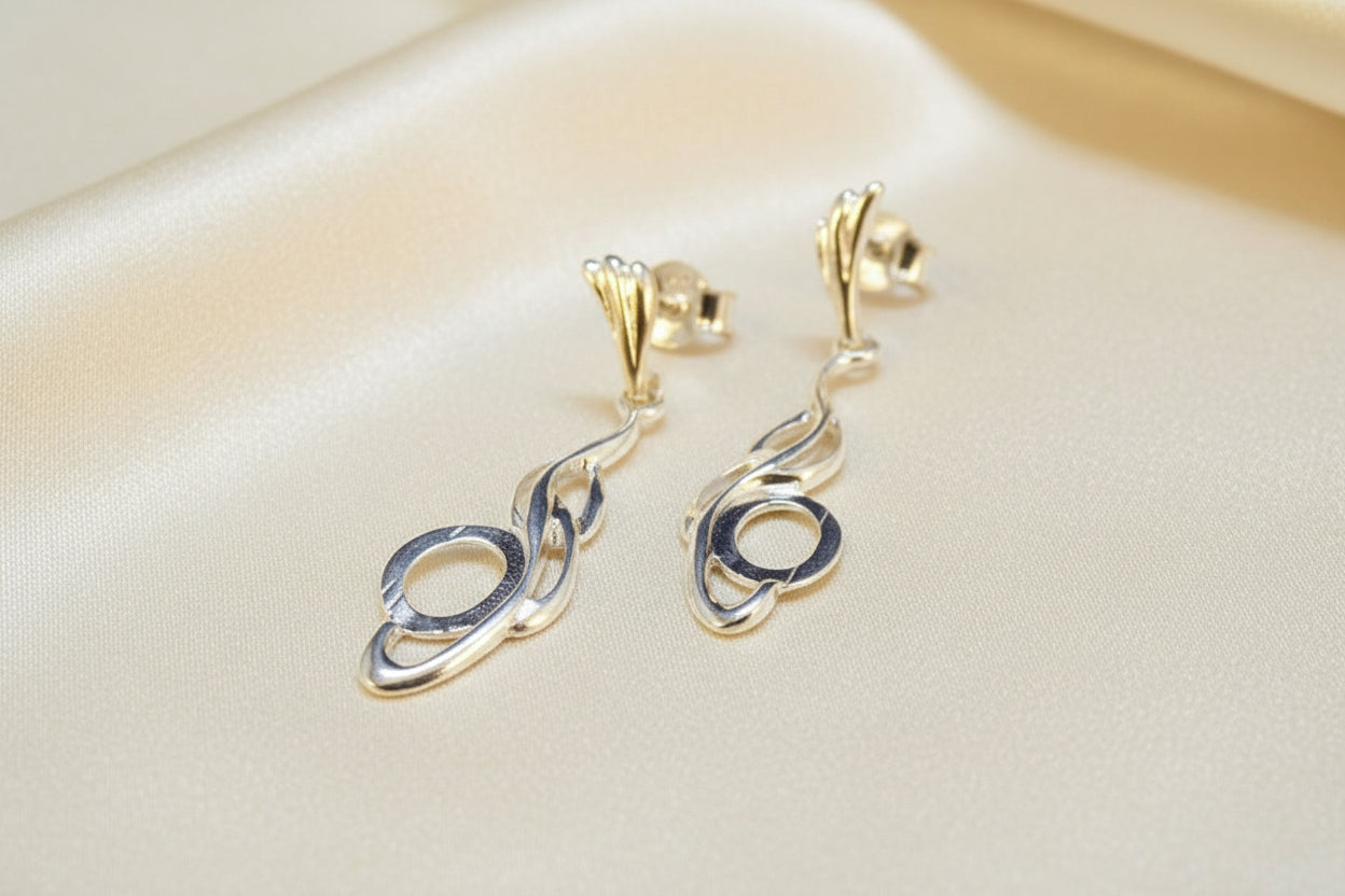 Silver Twist Drop Earrings To Fit 8x6 Cabochon