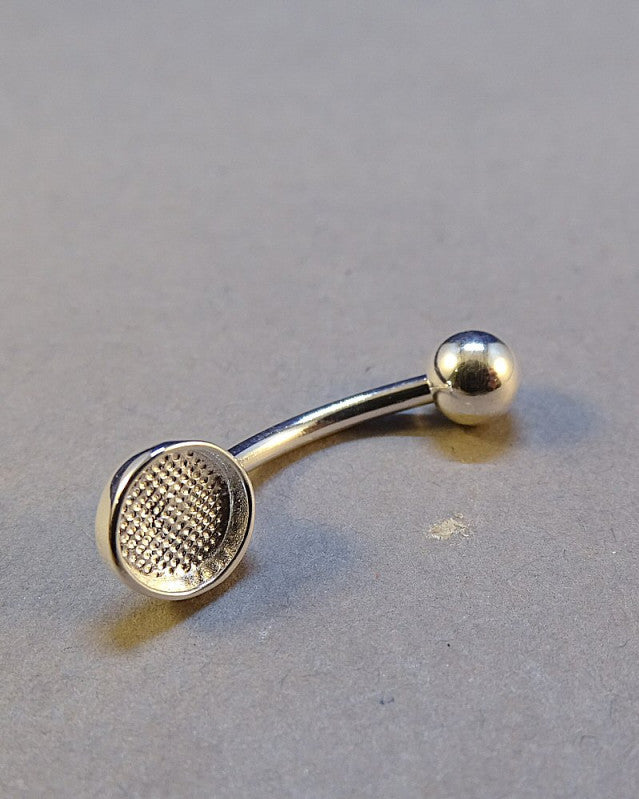 Silver Belly Button Bar For 6mm Resin Or Cabochon