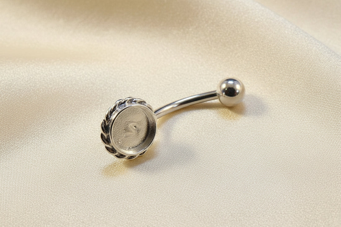 Belly Bar With Rope Edge For 6mm Cabochon