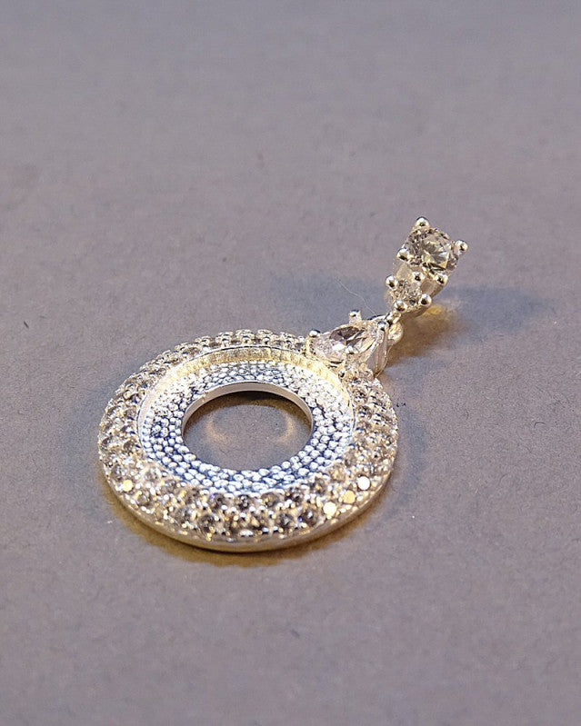 Stunning Silver And cz Pendant To Fit 13mm Cabochon