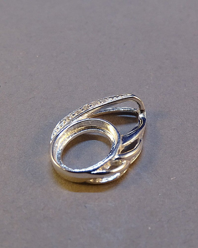 Silver Pendant With cz To Fit 10x8 Cabochon