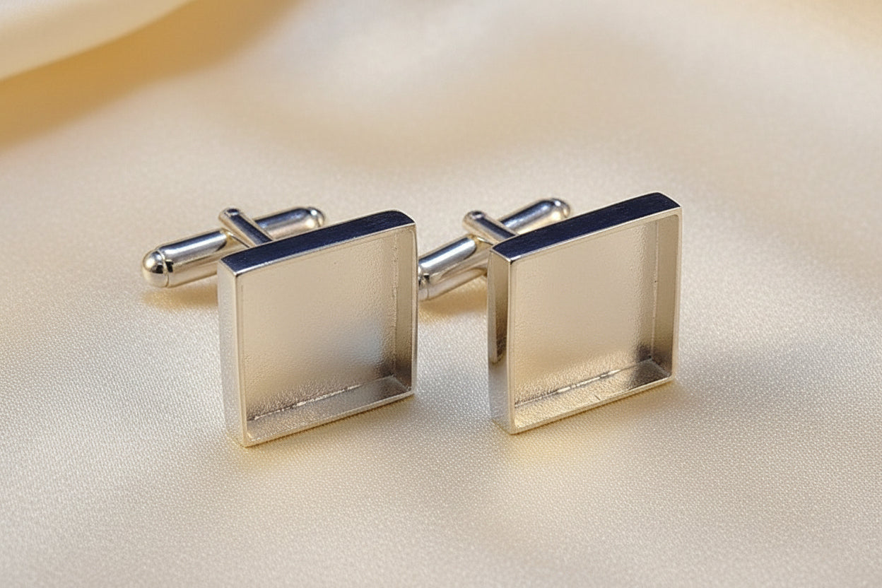 Square Cufflink blanks For Resin Or 14.5mm Stone