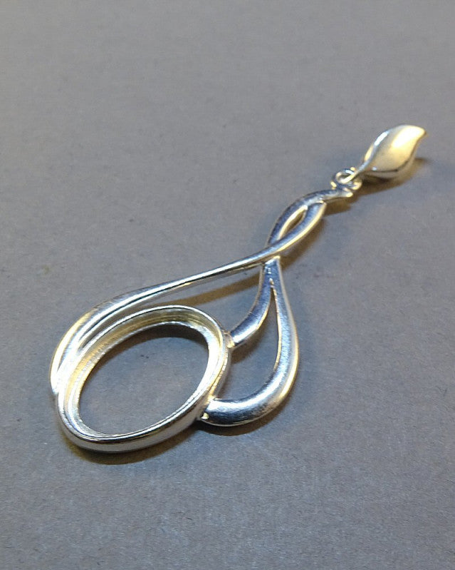 Silver Fancy Pendant Setting For 14x10 Cabochon