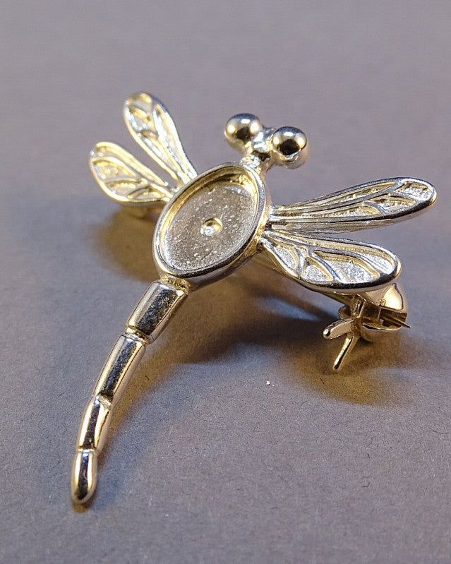 Silver Dragonfly Brooch To Fit 7x5 Cabochon