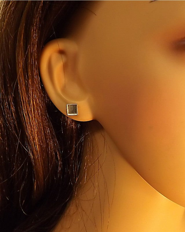 Square Silver Earring Setting Approx 6mm