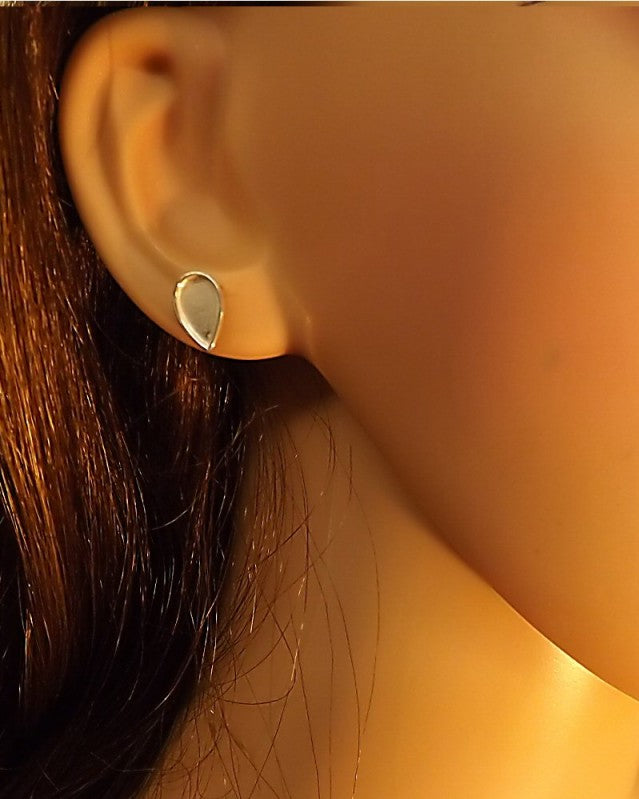 Silver Pear Shape Stud Earring Settings To Fit approx 10x7