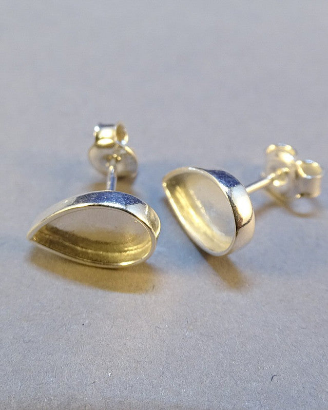 Silver Pear Shape Stud Earring Settings To Fit approx 10x7