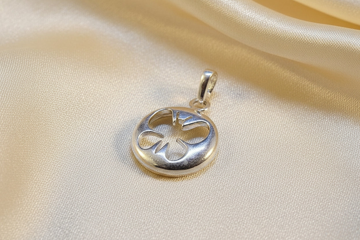Silver Pendant For 13mm Cabochon With Butterfly Cut Out