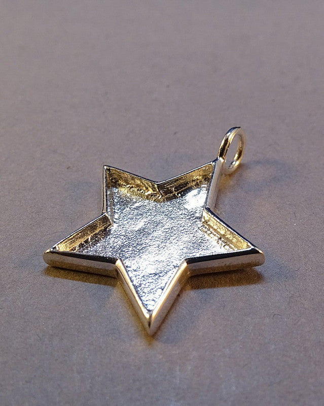 Solid Back Silver Star Pendant Setting Perfect For Resin