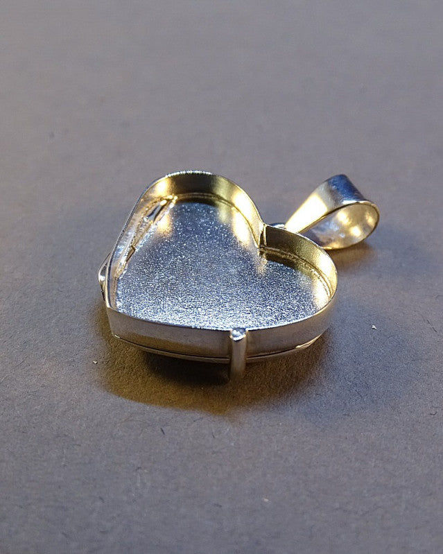 Solid Back Heart Locket for Ashes Memorial Pendant