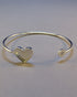 Silver Bangle With Heart Shape Bezel and A CZ