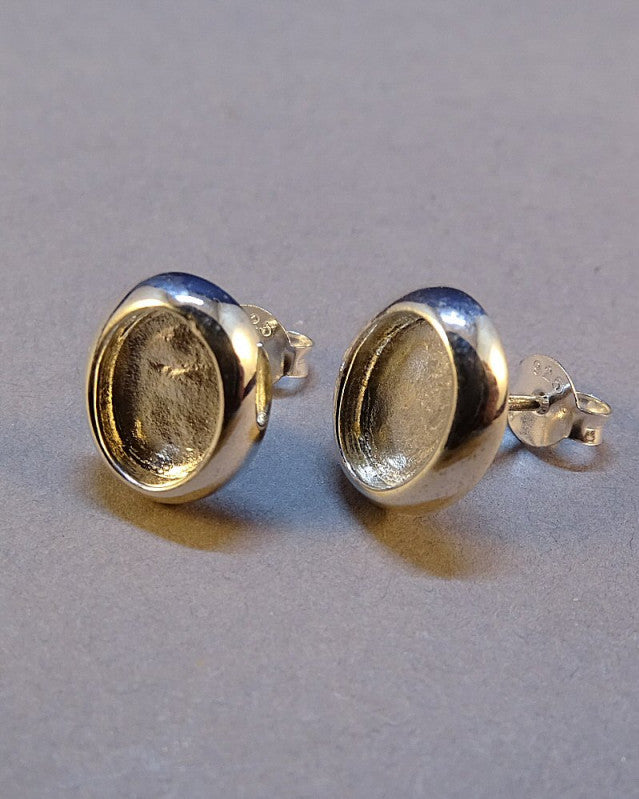 Silver Cushion Edge Ear Studs For Setting Stones