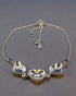 Three Stone Heart Bracelet Mount Suitable for Resin Or Stones