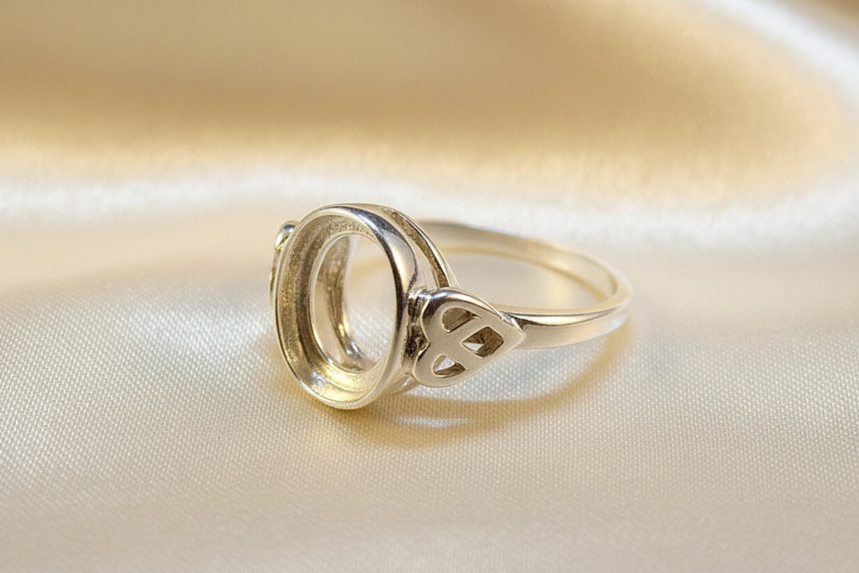 10X8 Cabochon Ring Bezel Mount Silver