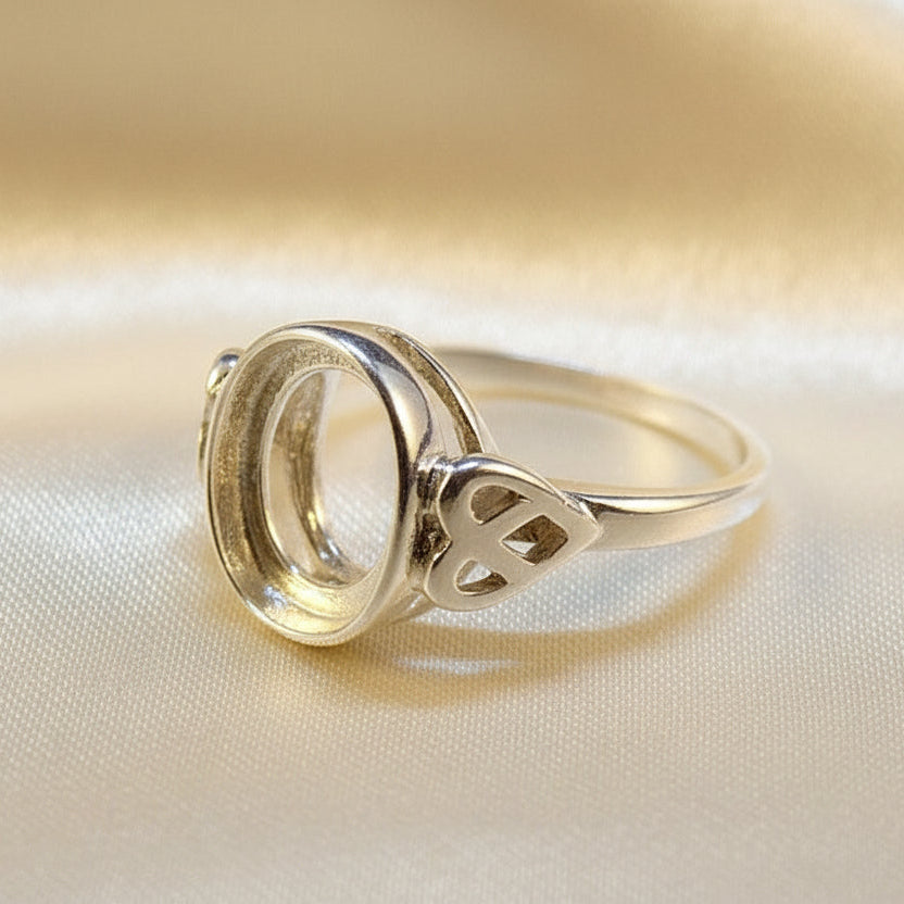 10X8 Cabochon Ring Bezel Mount Silver