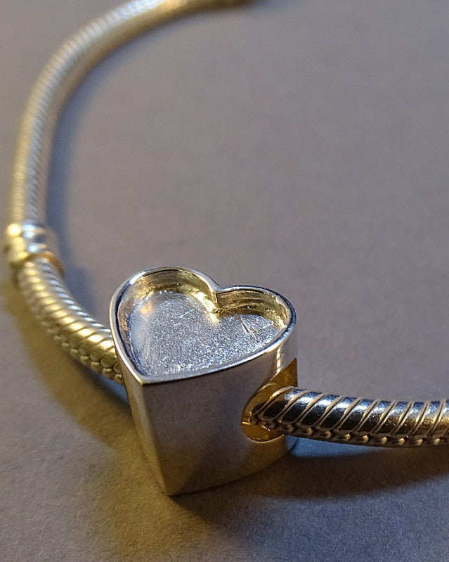 Silver Heart Charm Setting For Bangle Suitable for Memorial Resin