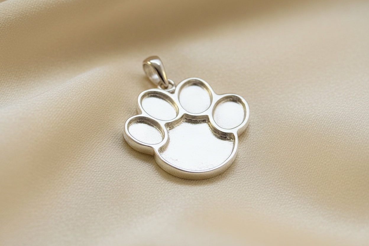 Silver Animal Paw Print Pendant Great for Resin