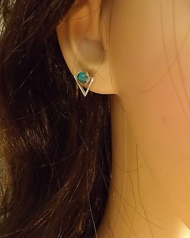 Silver Triangle Studs Settings To Fit 5mm Cabochon