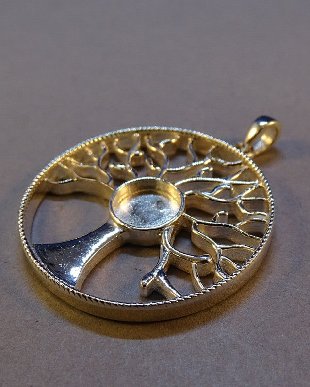 Silver Tree Of Life Pendant Setting To Fit 8mm Cabochon Or Resin