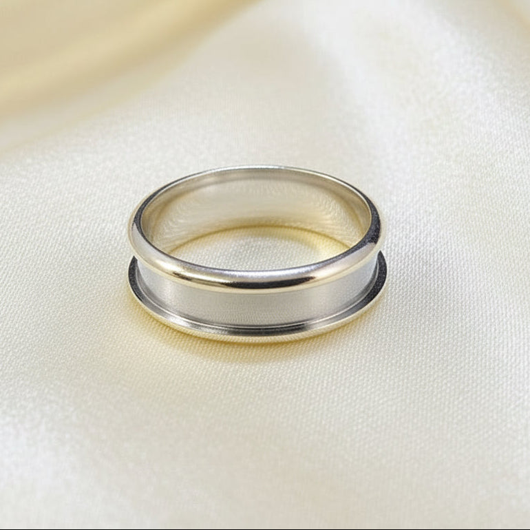 Solid Silver Wide Channel Ring Suitable For Resin