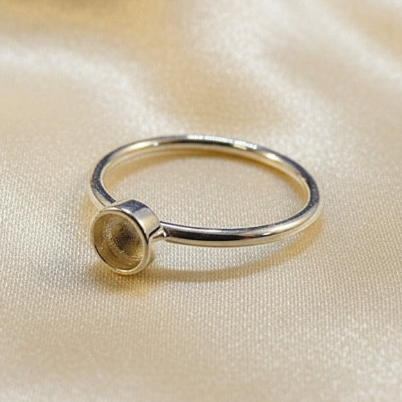 Silver Plain Ring For 4mm Cabochon Or Resin