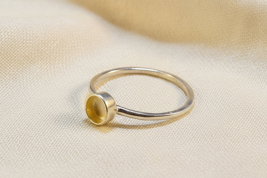 Plain Silver Ring For 6mm Cabochon