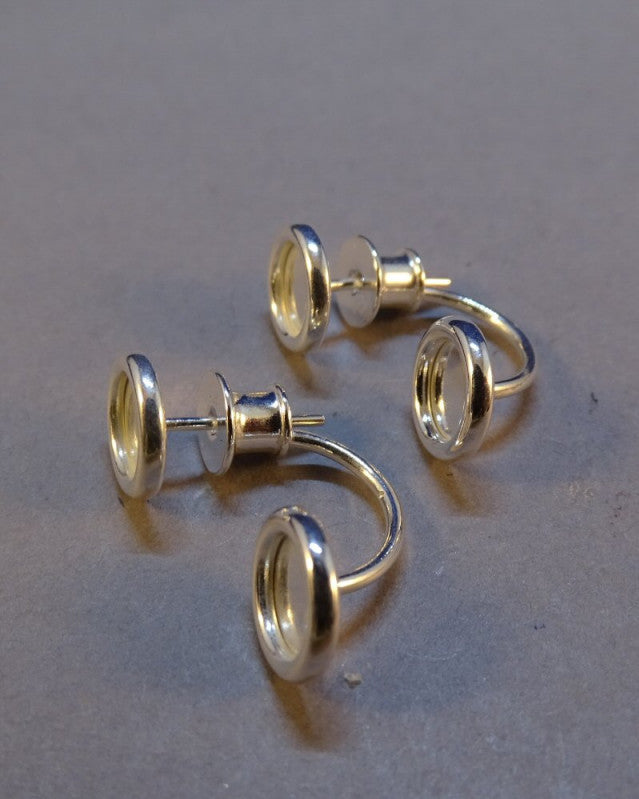Silver Ear Stud Fits Two 6mm Cabochons